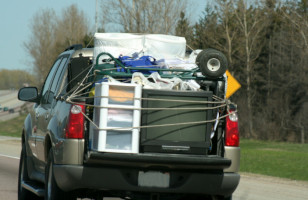 pickup truck loaded with junk
